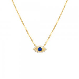 Colored Pave Evil Eye Pendant Necklace