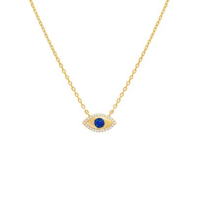 Colored Pave Evil Eye Pendant Necklace