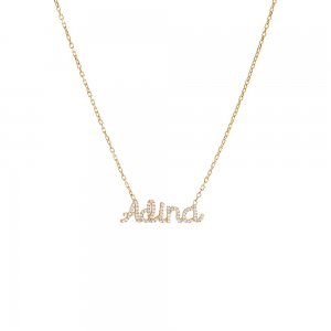 Pave Script Nameplate Chain Necklace