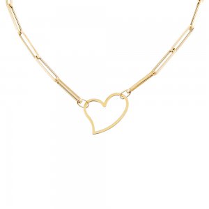 Open Heart Link Necklace 14K