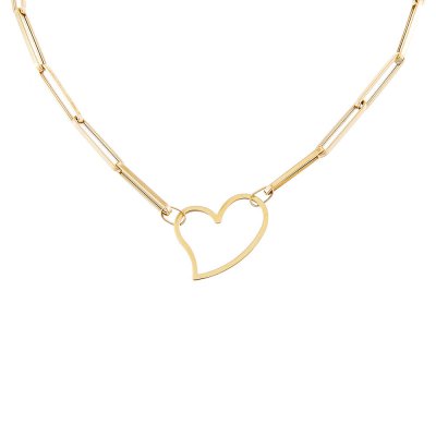 Open Heart Link Necklace 14K