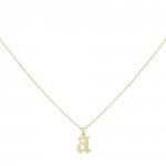 Gothic Initial Necklace 14K