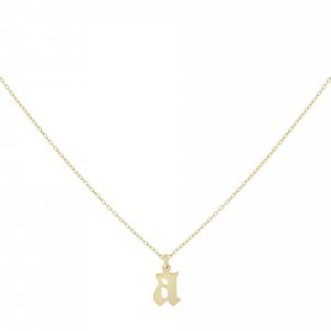 Gothic Initial Necklace 14K