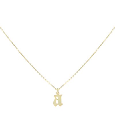 Gothic Initial Necklace 14K