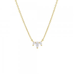 Tiny Triple CZ Teardrop Necklace