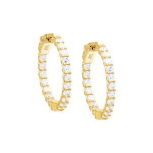 CZ Thin Round Hoop Earring