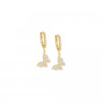 Pave Dangling Butterfly Huggie Earring