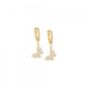 Pave Dangling Butterfly Huggie Earring