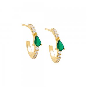 Pave X Teardrop Hoop Earring