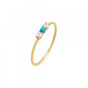 Tiny CZ X Turquoise Ring