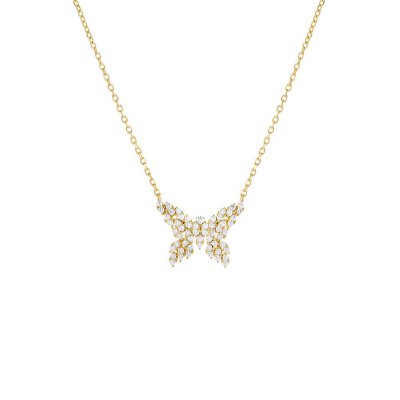 CZ Scattered Marquise Butterfly Necklace