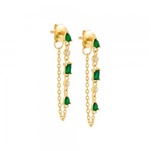 Colored Multi Stone Shape Chain Drop Earring