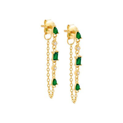 Colored Multi Stone Shape Chain Drop Earring