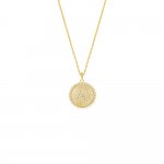 Pave Initial Fluted Medallion Necklace