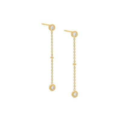 Diamond Bezel Stone Dangle Stud Earring 14K