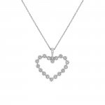 Pave Diamond Open Heart Necklace 14K