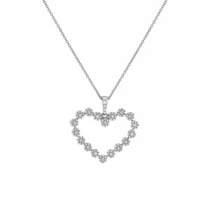 Pave Diamond Open Heart Necklace 14K