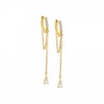 Colored Dangling Marquise Drop Chain Huggie Earring