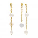 Pearl X CZ Front Back Drop Earring