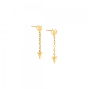 Solid Ball X Spike Drop Chain Stud Earring