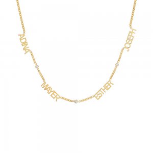 CZ Cuban Multi Namplate Necklace