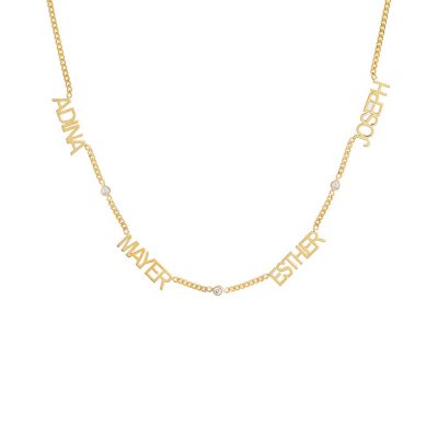 CZ Cuban Multi Namplate Necklace