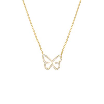 Pave Open Butterfly Necklace