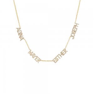 Multi Pave Block Nameplate Chain Necklace