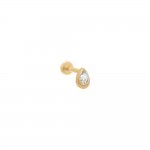 Topaz Teardrop Threaded Stud Earring 14K