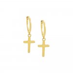 Solid Dangling Cross Huggie Earring