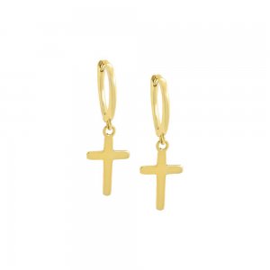 Solid Dangling Cross Huggie Earring