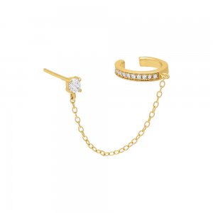 CZ Chain Stud Ear Cuff