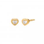 Tiny Diamond Heart Bezel Stud Earring 14K