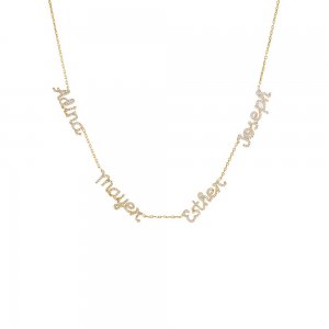 Multi Pave Script Nameplate Chain Necklace