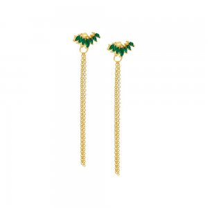 Colored Marquise Curved Bar Drop Stud Earring