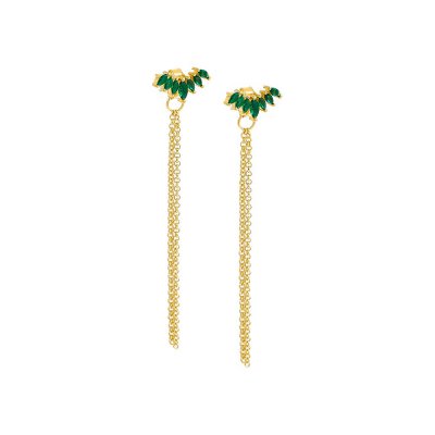 Colored Marquise Curved Bar Drop Stud Earring