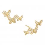 Pave Triple Butterfly Stud Earring