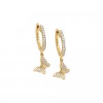 Diamond Pave Dangling Butterfly Huggie Earring 14K