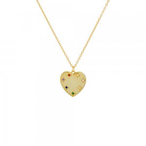 Multi-Colored Heart Pendant Necklace