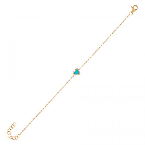 Diamond Colored Heart Bracelet 14K