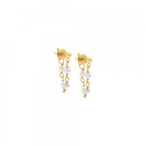 Mini Pearl Front Back Chain Stud Earring