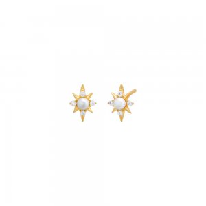 Mini Pearl Starburst Stud Earring