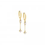 Marquise X Solitaire Drop Chain Huggie Earring