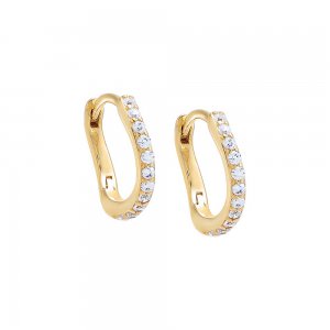 Thin Pave Curved Huggie Earring