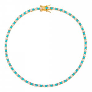 Turquoise CZ Tennis Anklet