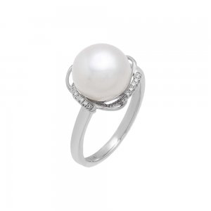 Diamond Pave Pearl Ring