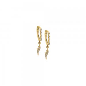 Pave Dangling Lightning Huggie Earring