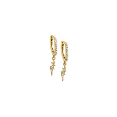 Pave Dangling Lightning Huggie Earring