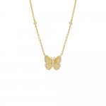 Pave Ridged Butterfly Necklace