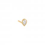 Diamond Bezel Teardrop Stud Earring 14K